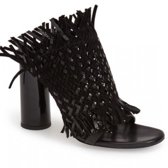 Proenza Schouler Black Woven Fringe Mules Sandals 38 - Picture 1 of 7